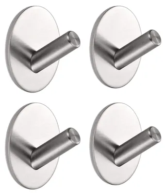 Produktbild von EAVY Handtuchhaken ohne Bohren - 4 Stück Rostfrei Stahl Wandhaken Selbstklebend - Klebehaken extra Stark – Selbstklebend – Handtuchhaken – Silber
