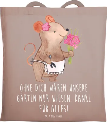 Produktbild von Mr. & Mrs. Panda Tote Bag Dankbarer Gärtner - Braun Pastell - Geschenk, Unsere Gärten, Bedanken, Dankbarkeit, Shopping Tasche, Jutebeutel, Aufmerksamkeit, Wertschätzung