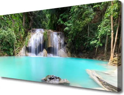 Produktbild von Tulup Leinwand-Bilder 100x50 Wandbild Canvas Kunstdruck Wasserfall See Natur