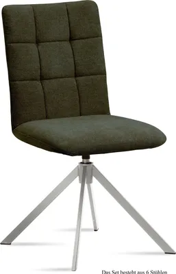 Produktbild von Esszimmerstuhl drehbar (6er-Set) Drucie 47x91x60 Edelstahl/Khaki