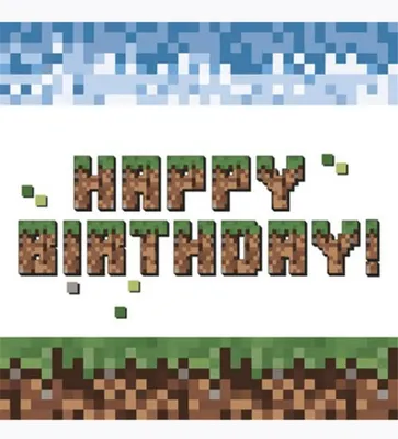 Produktbild von 20 Servietten Pixel Block Happy Birthday - Geburtstag in Pixel 33x33cm