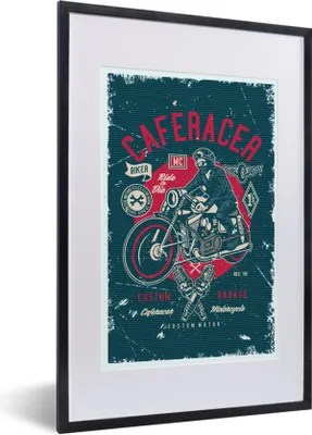 Produktbild von MuchoWow® MuchoWow® Gerahmtes Poster Mancave - Motor - Werkzeuge - Retro 40x60 cm - Poster mit zchwarzem Bilderrahmen - Poster in Rahmen