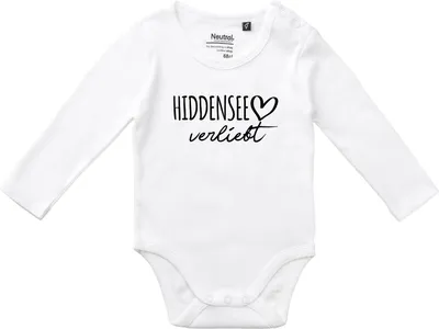 Produktbild von Huuraa Baby Body Hiddensee verliebt 80 White  Baumwolle Fairtrade Langarmbody Geschenkidee
