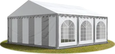 Produktbild von TOOLPORT Festzelt Partyzelt 5x6 m PREMIUM, hochwertige PVC Plane 750 N in grau-weiß 100% wasserdicht mit Bodenrahmen