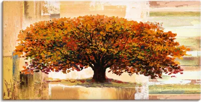 Produktbild von ARTland Leinwandbild Herbstbaum auf abstraktem Hintergrund Größe: 100x50 cm