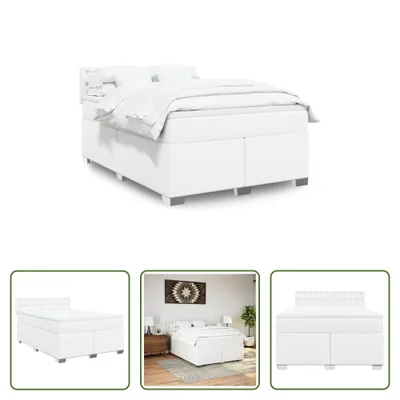 Produktbild von The Living Store Boxspringbett mit Matratze Weiß 140x200 cm Kunstleder
