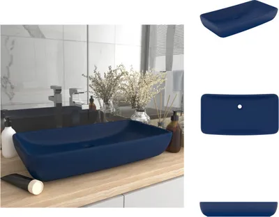 Obrázek produktu pro vidaXL umyvadlo obdélníkové matné tmavě modré 71x38 cm keramické - Koupelnová umyvadla