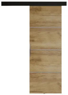 Produktbild von KIER FURNITURE Schiebetür Komplettset MALIBU PLUS 60, Schiebetür, Sliding Door, Innentüren Komplettset,Universal Tür, Türblatt Innen Craft Eiche 66x205x1,6 cm