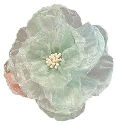 Produktbild von Haarspange mit Glitzer-Netzgarn, mehrlagigen Blumen, Haarclip im Feen- und Prinzessinnenstil