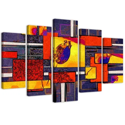 Obrázok produktu pre Obraz na plátne v 5 sekciách presnosť 100x70 cm Feeby červená maľba na stenu pripravené na zavesenie