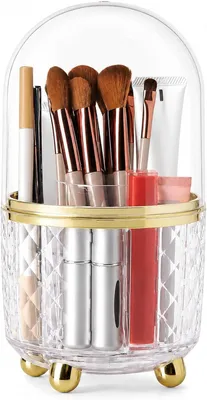 Produktbild von Make-up Pinselhalter 360° drehbar, mit transparentem Deckel, staubdicht, Organizer für Kosmetik