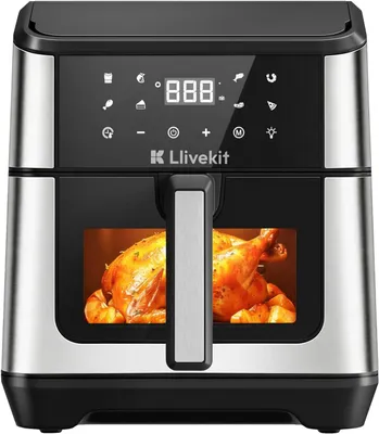 Produktbild von LLIVEKIT 8,5L Heißluftfritteuse mit Doppelheizquelle oben & unten, ohne Wenden, 360° Umluft