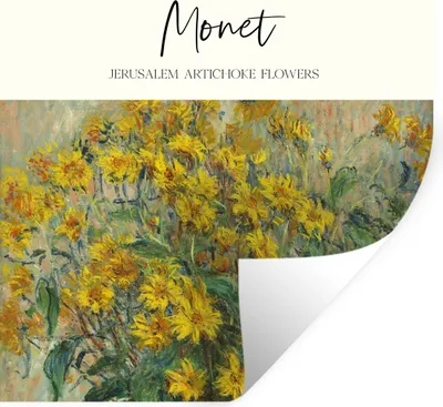 Produktbild von MuchoWow® Wandtattoo Wandsticker Wandaufkleber Gemälde - Topinamburblüten - Monet 80x80 cm Selbstklebend und Repositionierbar - Wierderverwendbar - Selbstklebend