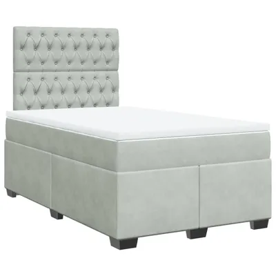 Produktbild von Boxspringbett mit Matratze Hellgrau 120x190 cm Samt