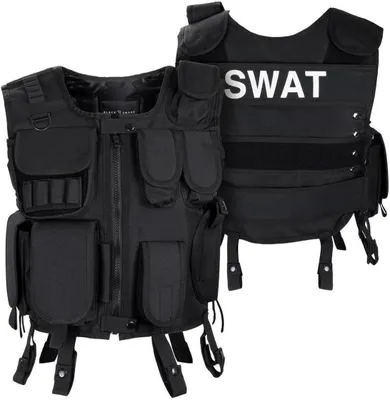 Produktbild von Black Snake® SWAT Einsatzweste taktische Weste schwarz Paintball Softair Gotscha Brustschutz - XS/S - SWAT