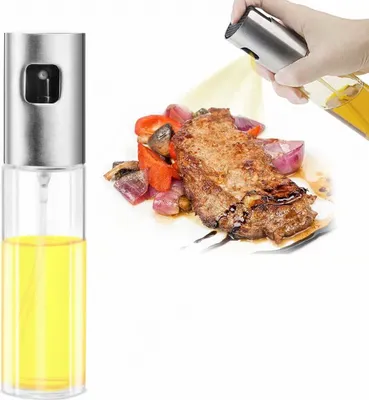Produktbild von Ölsprüher Flasche, Oil Sprayer Glas Öl Essig Spender Flasche Küche Werkzeug, Öl Sprüher für Kochen, BBQ, Grillen, Pasta, Salate, Backen und Braten (100ml)