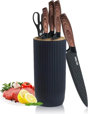 Obrázek produktu pro Sada 6 kuchyňských nožů Famanu s univerzálními držáky – barva khaki
