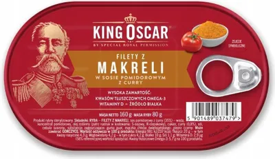 Zdjęcie produktu dla Filety z makreli w sosie pomidorowym z curry 160g King Oscar