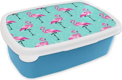 Produktbild von KitchenYeah® Lunchbox Brotzeit Brotdose 17x11 cm Flamingo - Rosa - Muster Kinder Brotzeitdose - Lunch - Kunststoff  - Brotbüchse - Sandwichbox - Lunchbox für Kinder
