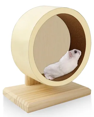 Hamsterrad aus Holz, 15 cm, leise, für kleine Nager, mit Korkstreifen