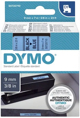 Immagine prodotto di Dymo® S0720710 Nastro per scrittura D1 in plastica - laminato, 7 m x 9 mm, nero/blu