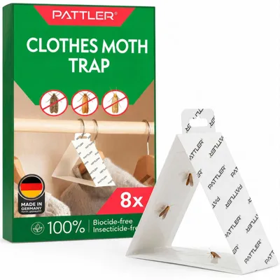 Produktbild von Kleidermottenfalle Pheromonfalle Mottenfalle - Set mit 8 Stück - 230 g/m² Karton - Ohne Chemikalien - Für Kleiderschrank und Lagerraum