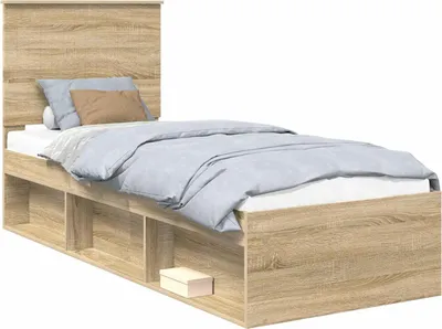 Zdjęcie produktu dla vidaXL Rama łóżka dąb sonoma 75 x 190 cm Lite drewno sosnowe