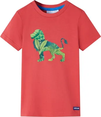 Produktbild von Kinder T-Shirt Rot Gr. 140, 100 % Baumwolle, Löwen-Aufdruck