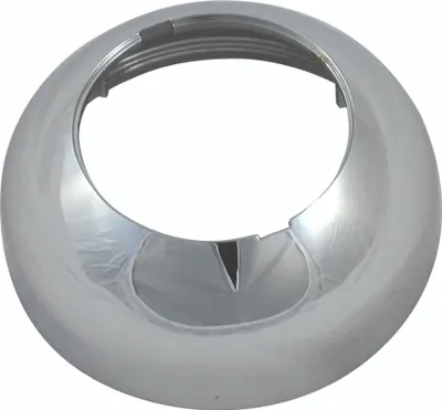 A single chrome-plated cap for a faucet or plumbing fixture.