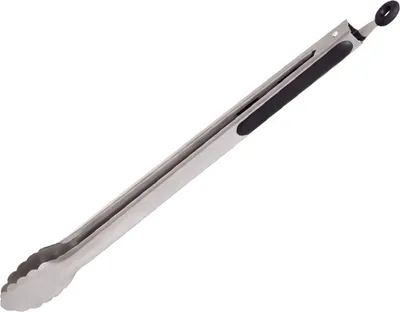 Grillzange - L: 41cm - rostfreier Edelstahl - gummierter Griff - Hängeöse - Verriegelung