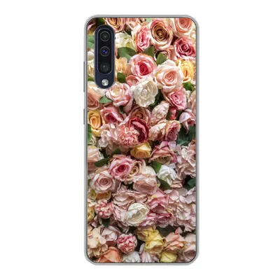 Produktbild von MuchoWow® Handyhülle Schutzhülle Hülle für Samsung Galaxy A30s Rosen - Farben - Wand Silikon Softcase Handy Hülle - Karteninhaber