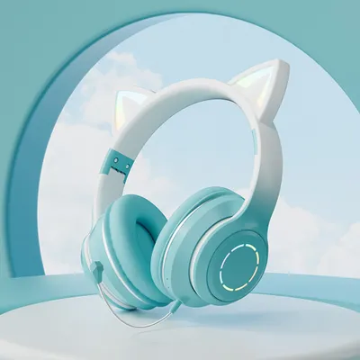 Produktbild von 360Home Kopfhörer Bluetooth Kopfhörer Over Ear Kopfhörer mit Farbverlauf niedliches Geschenk mit Mikrofon Rosa