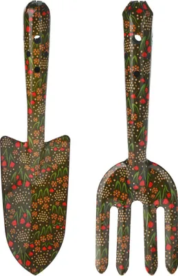 Immagine prodotto di Progarden | Set di attrezzi da giardino - 2 pezzi - metallo - motivo floreale - leggero ed ergonomico