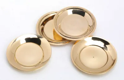 Produktbild von 3er Set Kerzenteller, Dekoteller Messing Gold (Innen Ø 5 cm, Außen 7 cm)