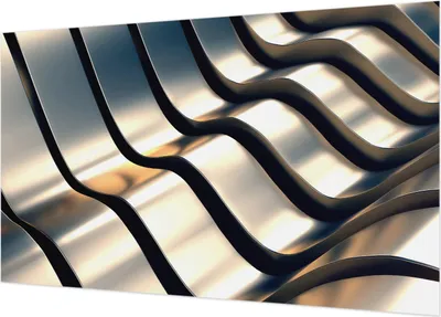 Produktbild von Fototapete - Wandbilder für Wohnzimmer - 416x254 - Dekorative Wandfolie - Modernes Design für Wanddekoration - Tapeten für Innenräume - Metallwellen