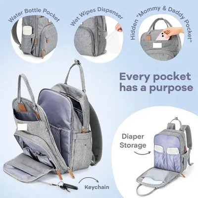 Produktbild von Famanu Wickelrucksack mit Wickelauflage für Eltern - Grau