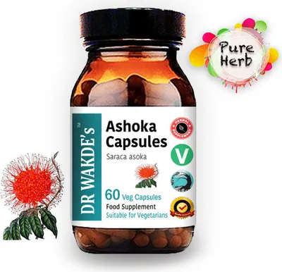 Obrázok produktu pre DR WAKDE'S Ashoka Capsules (Saraca asoka) | 60 Vegi Caps | Ayurveda Supplement | Vegan | 100% Herbs | Mnostevn zavy | Doprava v ten ist de