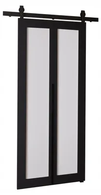 Produktbild von KierMoebel Schiebetür Komplettset QUDIO M1 Schwarz + Weiß 76x205x3,2 cm Wohnzimmer Schiebetür