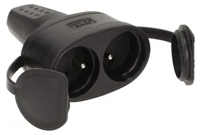 Immagine prodotto di ORNO | Presa In Gomma 2 Posti - Nera - IP44 - Resistente Alle Intemperie - 16A