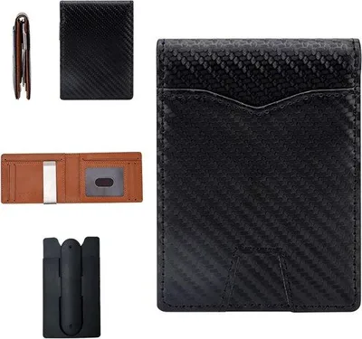 Produktbild von Herrenportmonee mit RFID-Schutz, 8 Kartenfächern, Geldclip, Leder, Schwarz