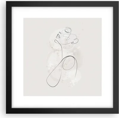 Produktbild von Gerahmtes Poster - Schwarzer Rahmen - Frau eins Linie - 30x30 cm - Wand Bild - Wanddeko - Wandbilder - Kunstposter - Wandposter - Bilderrahmen - Bilder - Kunstdruck - Wanddekoration - P2BAC30x30-4576