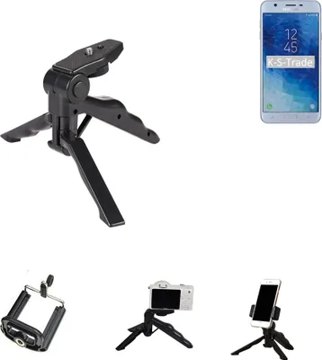 Produktbild von K-S-Trade Stativ Tisch-Ständer Dreibein Handy-Stativ Ständer kompatibel mit Samsung Galaxy J7 Star Mini-Stativ Smartphone Tripod Handy-Stativ aus