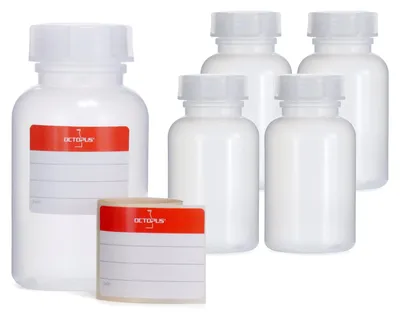 Immagine prodotto di 5x bottiglia a collo largo da 250 ml con coperchio, colore naturale, rotonda, G 40