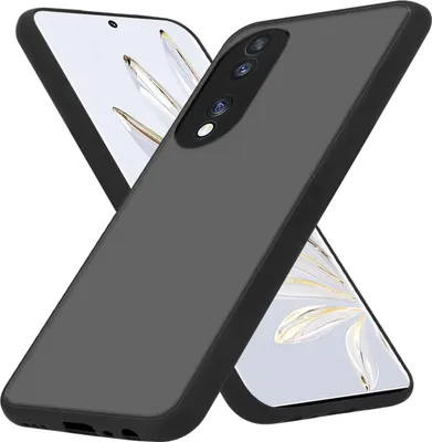 Produktbild von Cadorabo Hülle für Honor 70 in Matt Schwarz Hybrid Schutzhülle mit TPU Silikon Innenseite und matter Kunststoff Rückseite Case Cover Etui Handy Hülle