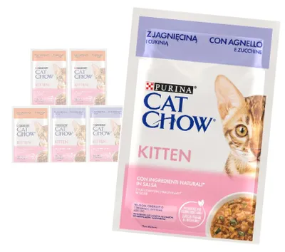 Produktbild von Purina Cat Chow Kitten 6x85g Feuchtfutter für Kätzchen Lamm Sauce und Pute Gelee