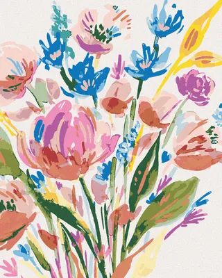 Produktbild von Zuty - Malen nach Zahlen - BLUMENSTRAUSS AUS ROSA UND BLAUEN BLUMEN (ALEXANDRIA GILBERT), 40x50 cm, mit Keilrahmen (bereits gespannt)
