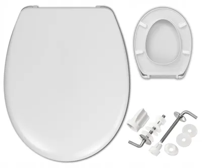 Produktbild von WC Sitz - Toilettensitz - Weiß - 44 × 36 Cm - Antibakteriell - Duroplast - Stahlscharniere - Toilettendeckel