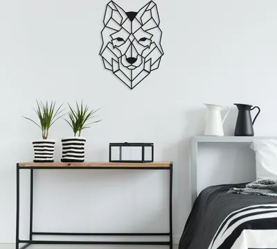 Immagine prodotto di Wallity, Wolf2- TNL1173, Nero, Altre decorazioni per la casa, 41 x 57 cm, 100% metallo (Spessore: 1