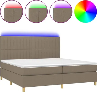 Produktbild von vidaXL Boxspringbett mit Matratze & LED Taupe 200x200 cm Stoff