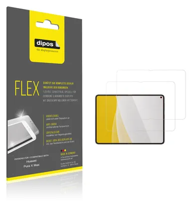 Produktbild von 2x Schutzfolie für Huawei Pura X Max Folie, 100% Displayabdeckung, dipos Flex